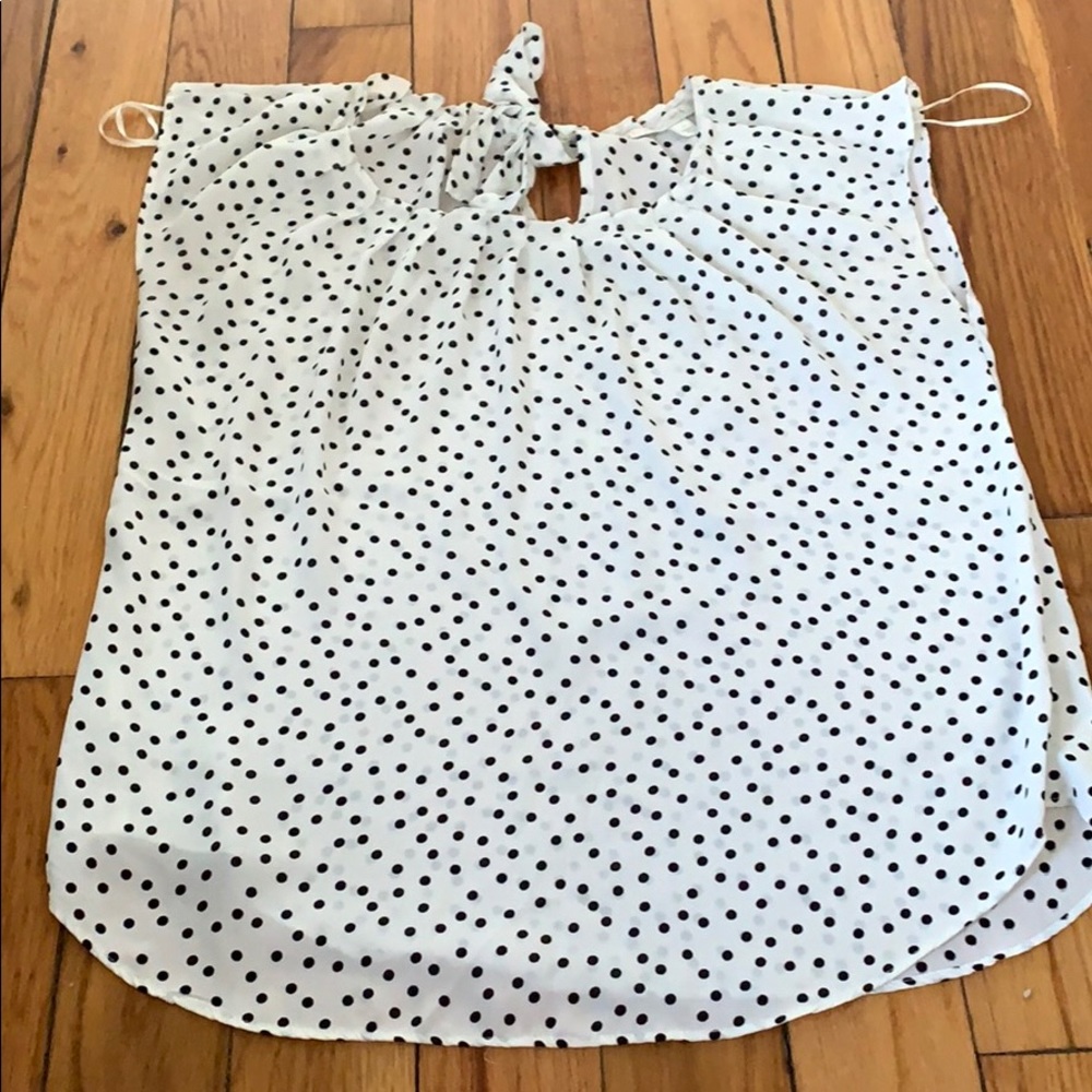 Formal black and white polka dot top